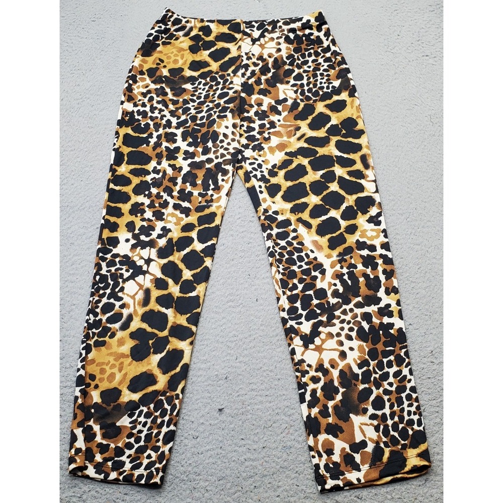 Bleeker & McDougal Pants Womens Petite Small Multi Leopard Print Stretch Pull On